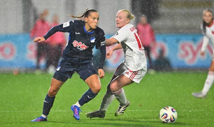 24 09 2025 Soccer season 2025 2026 1 Google Pixel Women Bundesliga 04 Matchday TSG Hoffenheim 1 FC Nuremberg FCN Club Clubfrauen Sportfoto Zink xwoxzix Lisann Kaut 4, TSG Hoffenheim Aleigh Gambone 16, 1 FC Nuremberg FCN