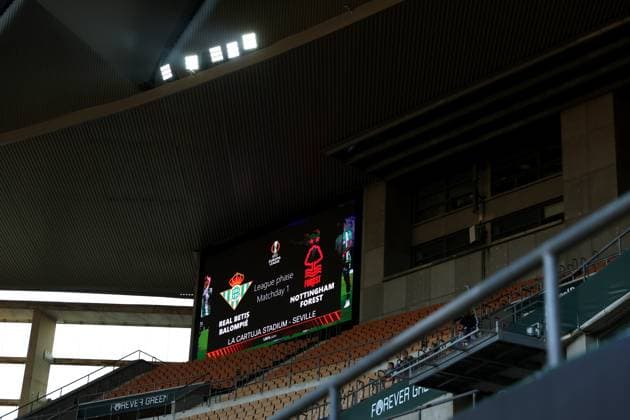A general view of the stadium ahead of the game Real Betis v Nottingham Forest, UEFA Europa League, Football, Villamarin Stadium, Seville, Spain - 24 Sep 2025Seville Villamarin Stadium Spain EDITORIAL USE ONLY No use with unauthorised audio, video, data, fixture lists, club league logos or live services. Online in-match use limited to 120 images, no video emulation. No use in betting, games or single club league player publications.  Copyright: xAntonioxPozo Shutterstockx 15498594b