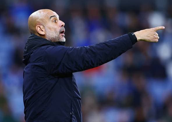 Manchester City manager Pep Guardiola points Huddersfield Town v Manchester City, EFL Carabao Cup, Third Round, Football, Accu Stadium, Huddersfield, UK - 24 Sep 2025Huddersfield Accu Stadium United Kingdom EDITORIAL USE ONLY No use with unauthorised audio, video, data, fixture lists, club league logos or live services. Online in-match use limited to 120 images, no video emulation. No use in betting, games or single club league player publications. Copyright: xMattxWest Shutterstockx 15498595x