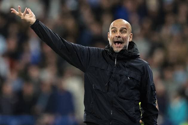Carabao Cup Round 3 Huddersfield Town v Manchester City Pep Guardiola manager of Manchester City reacts in the technical area during the Carabao Cup Round 3 match Huddersfield Town vs Manchester City at Accu Stadium, Huddersfield, United Kingdom, 24th September 2025 (Photo by Mark Cosgrove News Images) Huddersfield Accu Stadium West Yorkshire United Kingdom Copyright: xMarkxCosgrove NewsxImagesx