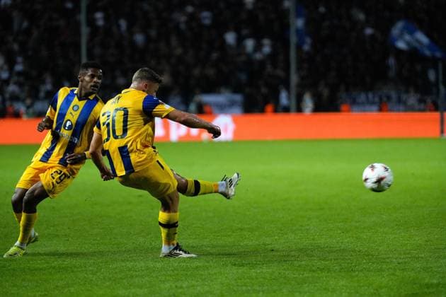 PAOK v Maccabi Tel Aviv - UEFA Europa League THESSALONIKI, GREECE - SEPTEMBER 24: Maccabi’s forward Itamar Noy in action during the UEFA Europa League first week football match between PAOK and Maccabi Tel Aviv at Toumba Stadium in Thessaloniki, Greece on September 24, 2025. Konstantinos Tsakalidis Anadolu Thessaloniki Greece. Editorial use only. Please get in touch for any other usage.  Copyright: x2025xAnadoluxKonstantinosxTsakalidisx