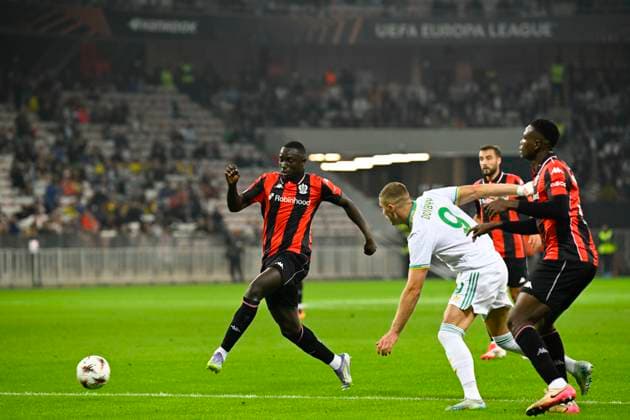 FOOTBALL : OGC Nice VS AS Roma - UEFA Europa League - 24 09 2025 Antoine Mendy (OGCN) - UEFA Europa League match between OGC Nice and AS Roma on September 24, 2025 at the Allianz Riviera Stadium in Nice. NiceFrance  Copyright: xWilliamxCannarellax