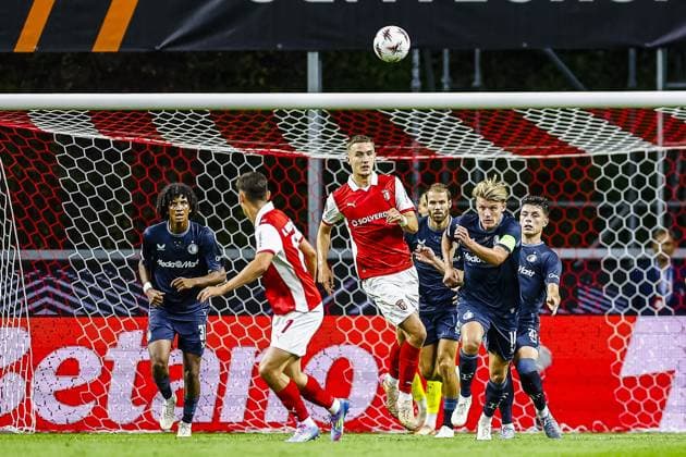 BRAGA , 24-09-2025 , Stadium municipal de Braga , season 2025 2026 , Europa League football , Braga FC - Feyenoord , picture shows Feyenoord player Sem Steijn Braga - Feyenoord  x31178903x Copyright: