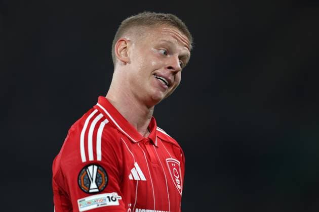 Oleksandr Zinchenko of Nottingham Forest reacts Real Betis v Nottingham Forest, UEFA Europa League, Football, Villamarin Stadium, Seville, Spain - 24 Sep 2025Seville Villamarin Stadium Spain EDITORIAL USE ONLY No use with unauthorised audio, video, data, fixture lists, club league logos or live services. Online in-match use limited to 120 images, no video emulation. No use in betting, games or single club league player publications.  Copyright: xAntonioxPozo Shutterstockx 15498594z