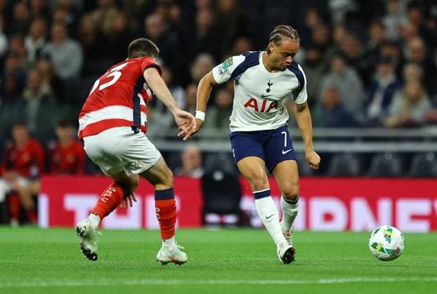 Xavi Simons of Tottenham Hotspur Tottenham Hotspur v Doncaster Rovers, EFL Carabao Cup, Third Round, Football, Tottenham Hotspur Stadium, London, UK - 24 Sep 2025London Tottenham Hotspur Stadium United Kingdom EDITORIAL USE ONLY No use with unauthorised audio, video, data, fixture lists, club league logos or live services. Online in-match use limited to 120 images, no video emulation. No use in betting, games or single club league player publications. Copyright: xMichaelxZemanek Shutterstockx 15498598u