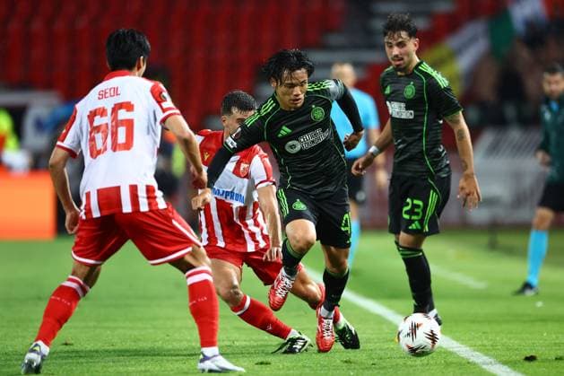 Reo Hatate of Celtic Crvena zvezda v Celtic, UEFA Europa League, Football, Rajko Mitic Stadium, Belgrade, Serbia - 24 Sep 2025Belgrade Rajko Mitic Stadium Serbia EDITORIAL USE ONLY No use with unauthorised audio, video, data, fixture lists, club league logos or live services. Online in-match use limited to 120 images, no video emulation. No use in betting, games or single club league player publications. Copyright: xNikolaxKrstic Shutterstockx 15498417bz