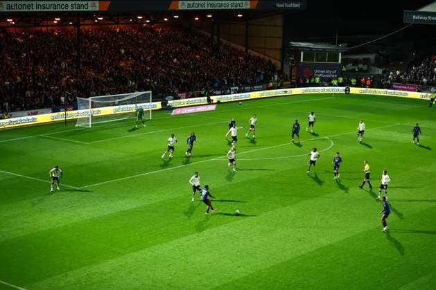 Match action in from top the Carabao branding on the internal LED boards Port Vale v Arsenal, EFL Carabao Cup, Third Round, Football, Vale Park, Stoke-on-Trent, UK - 24 Sep 2025Stoke-on-Trent Vale Park United Kingdom EDITORIAL USE ONLY No use with unauthorised audio, video, data, fixture lists, club league logos or live services. Online in-match use limited to 120 images, no video emulation. No use in betting, games or single club league player publications. Copyright: xPaulxCurrie Shutterstockx 15498603br
