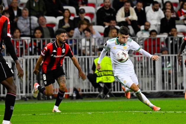 FOOTBALL : OGC Nice VS AS Roma - UEFA Europa League - 24 09 2025 Matias SoulÃ (AS Roma) - UEFA Europa League match between OGC Nice and AS Roma on September 24, 2025 at the Allianz Riviera Stadium in Nice. NiceFrance  Copyright: xWilliamxCannarellax