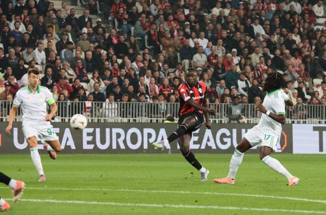 OGC NICE AS ROMA EUROPA LEAGUE PHOTOPQR NICE MATIN Sebastien Botella ; NICE ; 24 09 2025 ; OGC NICE AS ROMA EUROPA LEAGUE FOOTBALL Antoine mendie NICE France  Copyright: xPHOTOPQR NICExMATIN MAXPPPxSebastienxBotellax 20250924NIM5911 20250924NIM5911