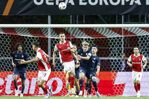 BRAGA , 24-09-2025 , Stadium municipal de Braga , season 2025 2026 , Europa League football , Braga FC - Feyenoord , picture shows Feyenoord player Sem Stijn Braga - Feyenoord  x31179479x Copyright: