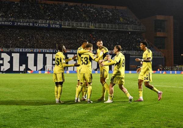 Dinamo Zagreb v Fenerbahce - UEFA Europa League ZAGREB, CROATIA - SEPTEMBER 24: Players of Fenerbahce celebrate after scoring a goal during the UEFA Europa League week 1 match between Dinamo Zagreb and Fenerbahce at Maksimir Stadium in Zagreb, Croatia on September 24, 2025. Elif Ozturk Anadolu Zagreb Croatia. Editorial use only. Please get in touch for any other usage.  Copyright: x2025xAnadoluxElifxOzturkx