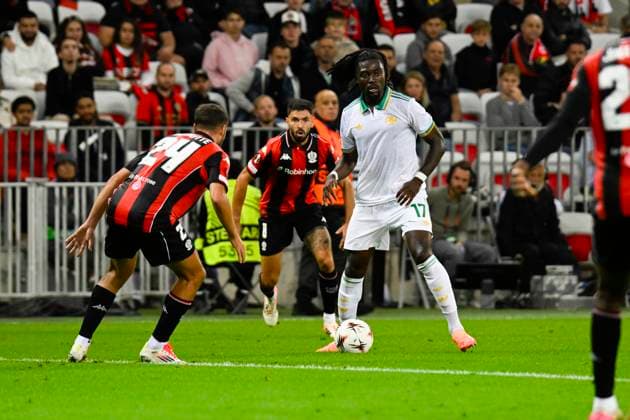 FOOTBALL : OGC Nice VS AS Roma - UEFA Europa League - 24 09 2025 Manu KonÃ (AS Roma) - UEFA Europa League match between OGC Nice and AS Roma on September 24, 2025 at the Allianz Riviera Stadium in Nice. NiceFrance  Copyright: xWilliamxCannarellax
