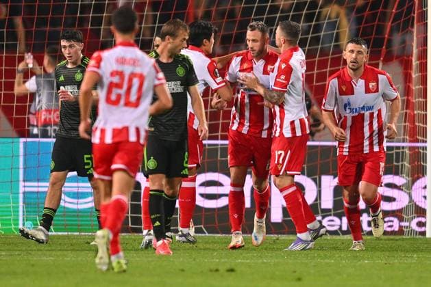 CRVENA ZVEZDA vs CELTIC GLASGOW YOUNGWOO SEOL Jongvu Seol , MARKO ARNAUTOVIC, BRUNO DUARTE DA SILVA football Crvena zvezda vs Celtic Glasgow UEFA Europa league match at Rajko Mitic stadium, Belgrade 24.09.2025 Foto: FOOTBALL, UEFA EUROPA LEAGUE, CRVENA ZVEZDA, RED STAR, CELTIC GLASGOW Belgrade Rajko Mitic stadium Serbia Copyright: xMarkoxMetlasx xMNxPressx