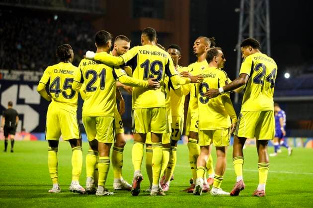 GNK Dinamo v Fenerbahce SK - UEFA Europa League 2025 26 League Phase MD1 ZAGREB, CROATIA - SEPTEMBER 24: Milan Skriniar, Nelson Semedo, Archie Brown and Kerem Akturkoglu of Fenerbahce F.K. celebrate a goal during the UEFA Europa League 2025 26 League Phase MD1 match between GNK Dinamo and Fenerbahce SK at Stadion Maksimir on September 24, 2025 in Zagreb, Croatia.  GoranxStanzl PIXSELL