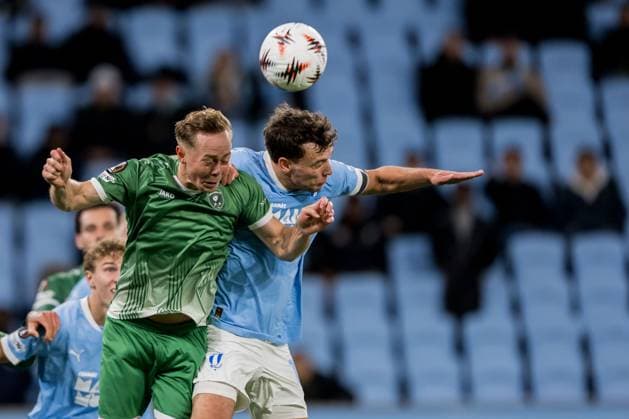 250924 Joel Andersson of Ludogorets and Colin Rösler of Malmö FF during the UEFA Europa League football match between Malmö FF and Ludogorets on September 24, 2025 in Malmö Photo Petter Arvidson BILDBYRAN kod PA PA1085 fotboll football soccer fotball uefa europa league europa league malmö ff ludogorets bbeng  Copyright: PETTERxARVIDSON BB250924PA224