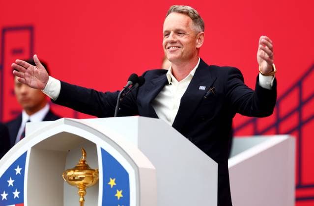 Luke Donald Captain of Team Europe during the Opening Ceremony. 2025 Ryder Cup, Opening Ceremony, Golf, Bethpage Black Golf Course, New York, USA - 24 Sep 2025New York Bethpage Black Golf Course New York (NY) United States of America EDITORIAL USE ONLY No use with unauthorised audio, video, data, fixture lists, club league logos or live services. Online in-match use limited to 120 images, no video emulation. No use in betting, games or single club league player publications. Copyright: xJamesxMarsh Shutterstockx 15501020u