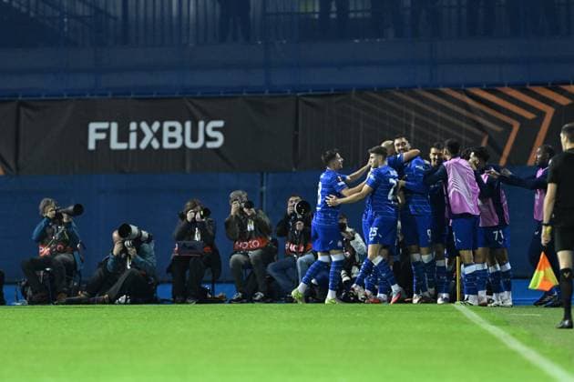 Dinamo Zagreb v Fenerbahce - UEFA Europa League ZAGREB, CROATIA - SEPTEMBER 24: Players of Dinamo Zagreb celebrate after scoring a goal during the UEFA Europa League week 1 match between Dinamo Zagreb and Fenerbahce at Maksimir Stadium in Zagreb, Croatia, on September 24, 2025. Elif Ozturk Anadolu Zagreb Croatia. Editorial use only. Please get in touch for any other usage.  Copyright: x2025xAnadoluxElifxOzturkx