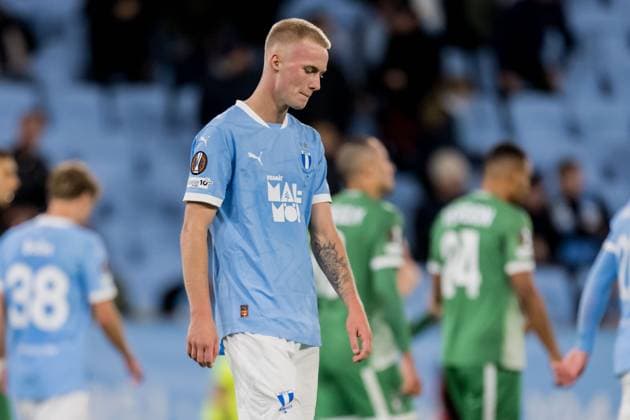 250924 Daniel Gudjohnsen of Malmö FF looks dejected after the UEFA Europa League football match between Malmö FF and Ludogorets on September 24, 2025 in Malmö Photo Petter Arvidson BILDBYRAN kod PA PA1085 fotboll football soccer fotball uefa europa league europa league malmö ff ludogorets bbeng bbauto depp  Copyright: PETTERxARVIDSON BB250924PA231