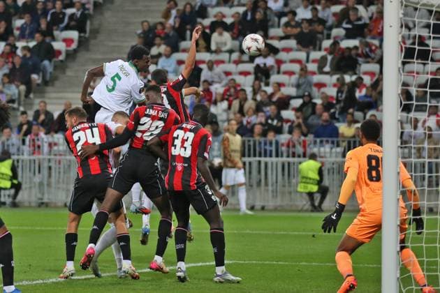 24.09.2025 Europa League Fase a Gironi : Nizza vs Roma Nella foto: Evan Ndicka gol& xD;(Foto Gino Mancini)  Copyright: xGinoxMancini IPAxSportx xipa-agency.netx xx IPA_65698598 IPA_Agency_IPA65698598