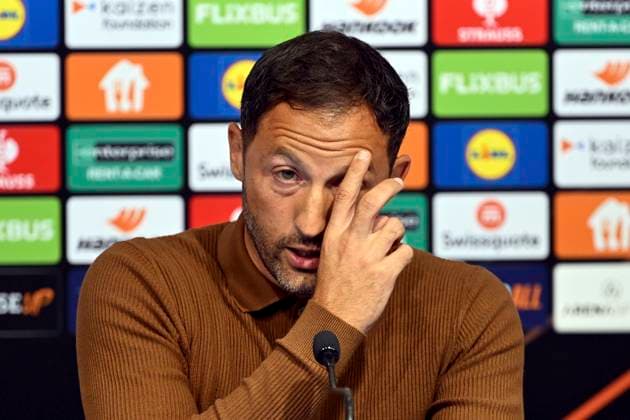 Croatia, Zagreb, 240925. Maksimir Stadium. press conference, PK, Pressekonferenz after the UEFA Europa League 1st round match, GNK Dinamo - Fenerbahce SK. In the photo: Domenico Tedesco, Fenerbahce coach. Photo: Damir Krajac CROPIX Zagreb Croatia Copyright: xxDamirxKrajacx tedesco1-240925