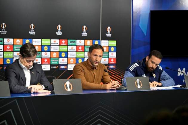 Croatia, Zagreb, 240925. Maksimir Stadium. press conference, PK, Pressekonferenz after the UEFA Europa League 1st round match, GNK Dinamo - Fenerbahce SK. In the photo: Domenico Tedesco, Fenerbahce coach. Photo: Damir Krajac CROPIX Zagreb Croatia Copyright: xxDamirxKrajacx tedesco6-240925