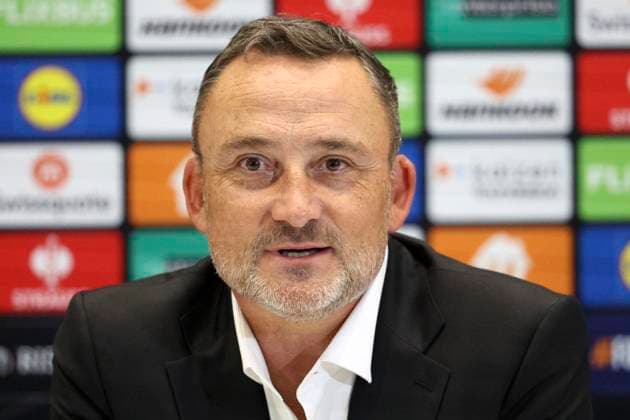 OGC Nice v AS Roma - UEFA Europa League 2025 26 League Phase MD1 Franck Haise Haed Coach of OGC Nice, portrait speaking to the Media in the press conference, PK, Pressekonferenz after the UEFA Europa League 2025 26 League Phase MD1 match between OGC Nice and AS Roma at Grand Stade de Nice on September 24, 2025 in Nice, France. Nice Grand Stade de Nice South-Eastern France France Copyright: xNealxSimpson Sportsphoto APLx 14136147