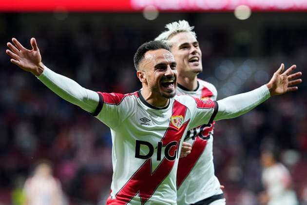 ATLETICO DE MADRID v RAYO VALLECANO. LA LIGA 2025 2026. ROUND 6. Rayo Vallecano s Alvaro Garcia (l) and Pep Chavarria celebrate goal during La Liga match. September 13, 2025. (ALTERPHOTOS Acero) MadridSpain  Copyright: xAcerox