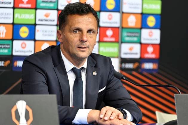 Croatia, Zagreb, 240925. Maksimir Stadium. press conference, PK, Pressekonferenz after the UEFA Europa League 1st round match, GNK Dinamo - Fenerbahce SK. In the photo: Mario Kovacevic, Dinamo coach. Photo: Damir Krajac CROPIX Zagreb Croatia Copyright: xxDamirxKrajacx kovacevic8-240925