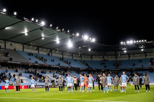 250924 Players of Malmö FF looks dejected after the UEFA Europa League football match between Malmö FF and Ludogorets on September 24, 2025 in Malmö Photo Petter Arvidson BILDBYRAN kod PA PA1085 fotboll football soccer fotball uefa europa league europa league malmö ff ludogorets bbeng depp  Copyright: PETTERxARVIDSON BB250924PA282