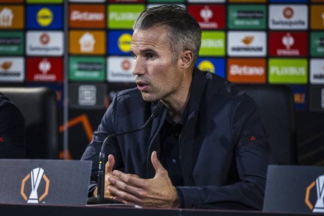 BRAGA , 24-09-2025 , Stadium municipal de Braga , season 2025 2026 , Europa League football , Braga FC - Feyenoord , picture shows Feyenoord coach Robin van Persie press conference, PK, Pressekonferenz final score 1-0. Braga - Feyenoord  x31182928x Copyright: