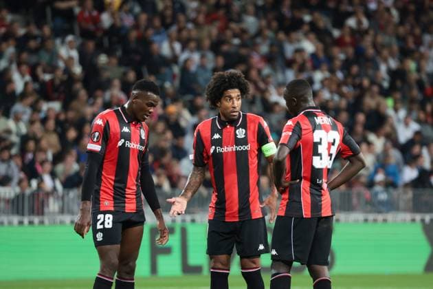 OGC NICE AS ROMA PHOTOPQR NICE MATIN Sebastien Botella ; NICE ; 24 09 2025 ; OGC NICE AS ROMA EUROPA LEAGUE FOOTBALL Dante mendy et Bah NICE France  Copyright: xPHOTOPQR NICExMATIN MAXPPPxSebastienxBotellax 20250924NIM5991 20250924NIM5991