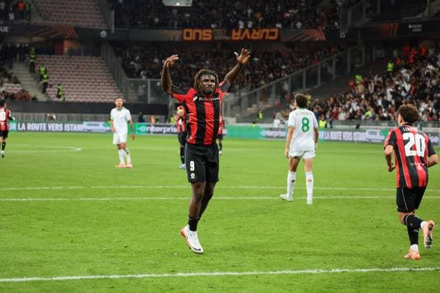 OGC NICE AS ROMA PHOTOPQR NICE MATIN Sebastien Botella ; NICE ; 24 09 2025 ; OGC NICE AS ROMA EUROPA LEAGUE FOOTBALL TEREM MOFFI NICE France  Copyright: xPHOTOPQR NICExMATIN MAXPPPxSebastienxBotellax 20250924NIM6021 20250924NIM6021