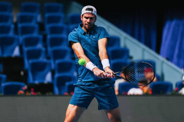 BEIJING, CHINA - SEPTEMBER 25: Karen Khachanov of Russia competes in the Men s Singles Round of 32 match against Alexandre Muller of France on day 4 of the 2025 China Open at National Tennis Center on September 25, 2025 in Beijing, China.  Copyright: xVCGx 111593103085