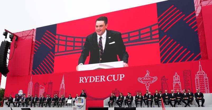 GOLF - Ryder Cup 2025 FARMINGDALE,NEW YORK,USA,24.SEP.25 - GOLF - Ryder Cup 2025, Bethpage Black Course, opening ceremony. Image shows captain Keegan Bradley (USA).  GEPAxpictures xBrianxSpurlock