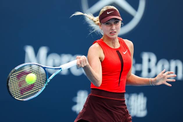 BEIJING, CHINA - SEPTEMBER 25: Anastasia Potapova competes in the Women s Singles Round of 128 match against Katerina Siniakova of the Czech Republic on day 4 of the 2025 China Open at National Tennis Center on September 25, 2025 in Beijing, China.  Copyright: xVCGx 111593114229