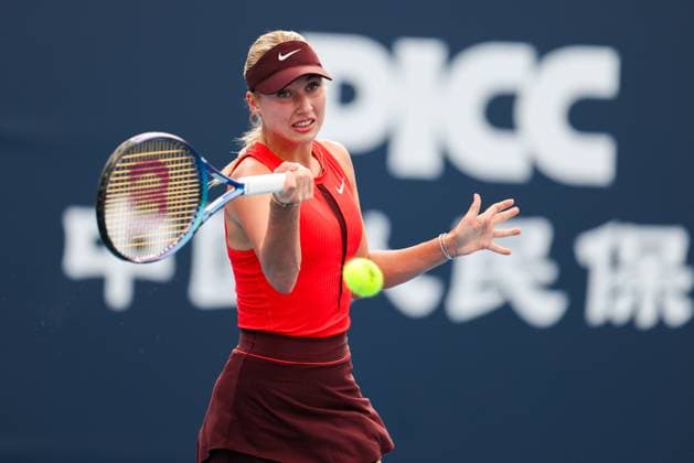 BEIJING, CHINA - SEPTEMBER 25: Anastasia Potapova competes in the Women s Singles Round of 128 match against Katerina Siniakova of the Czech Republic on day 4 of the 2025 China Open at National Tennis Center on September 25, 2025 in Beijing, China.  Copyright: xVCGx 111593114245