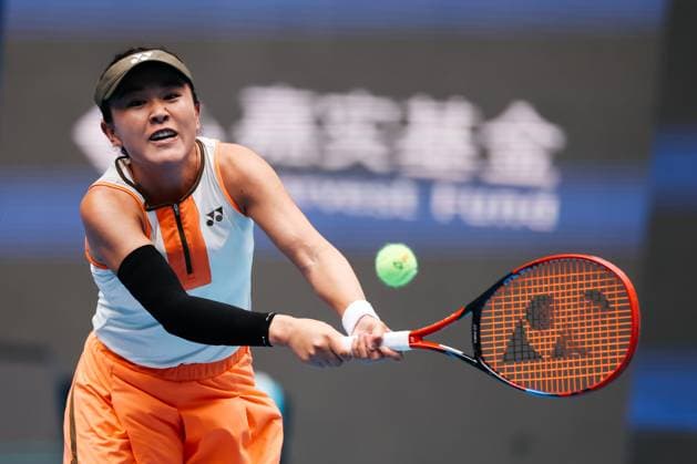 BEIJING, CHINA - SEPTEMBER 25: Zhu Lin of China competes in the Women s Singles Round of 128 match against Moyuka Uchijima of Japan on day 4 of the 2025 China Open at National Tennis Center on September 25, 2025 in Beijing, China.  Copyright: xVCGx 111593117587