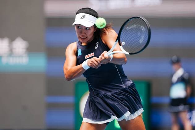 BEIJING, CHINA - SEPTEMBER 25: Moyuka Uchijima of Japan competes in the Women s Singles Round of 128 match against Zhu Lin of China on day 4 of the 2025 China Open at National Tennis Center on September 25, 2025 in Beijing, China.  Copyright: xVCGx 111593117493
