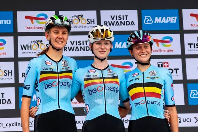 2025 UCI Road World Championships Kigali Rwanda 2025 UCI Road World Championships Kigali Rwanda - Women U23 Road Race - Kigali - Kigali 119,3 km - 25 09 2025 - Xaydee Van Sinaey (Belgium) - Tess Moerman (Belgium) - Lore De Schepper (Belgium) - photo Luca Bettini SprintCyclingAgency 2025 Kigali Rwanda  Copyright: xLucaxBettinix xSprintcyclingagencyx