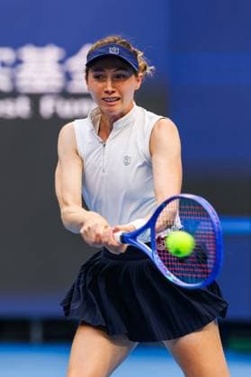 BEIJING, CHINA - SEPTEMBER 25: Cristina Bucsa of Spain competes in the Women s Singles Round of 128 match against Donna Vekic of Croatia on day 4 of the 2025 China Open at National Tennis Center on September 25, 2025 in Beijing, China.  Copyright: xVCGx 111593145907