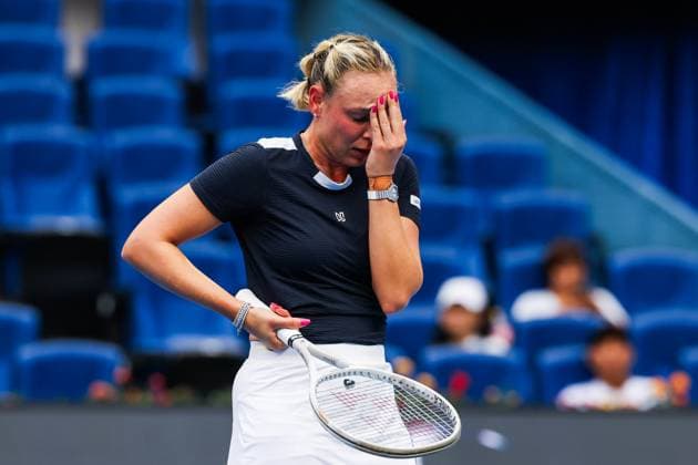 BEIJING, CHINA - SEPTEMBER 25: Donna Vekic of Croatia reacts in the Women s Singles Round of 128 match against Cristina Bucsa of Spain on day 4 of the 2025 China Open at National Tennis Center on September 25, 2025 in Beijing, China.  Copyright: xVCGx 111593145805