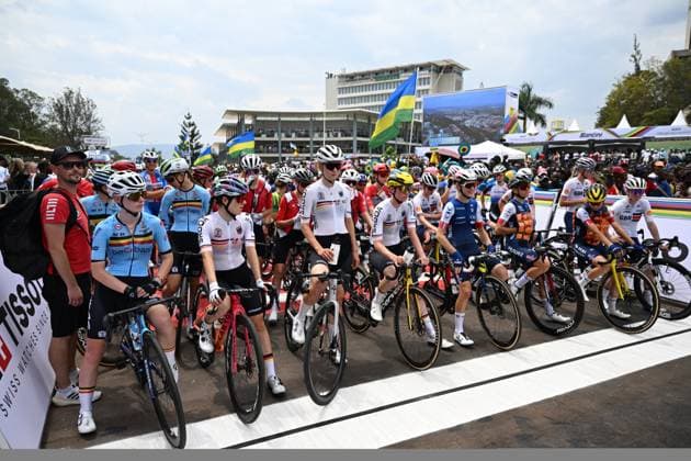 Belgian Xaydee van Sinaey pictured at the start of the U23 women road race (119,3 km) at the cycling road World Championships in Kigali, Rwanda, Thursday 25 September 2025. The 2025 UCI Road World Championships take place from 21 to 28 September in Kigali, Rwanda. DIRKxWAEM  x135240894x