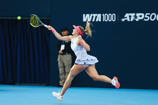 BEIJING, CHINA - SEPTEMBER 25: Dalma Galfi of Hungary competes in the Women s Singles Round of 128 match against Lois Boisson of France on day 4 of the 2025 China Open at National Tennis Center on September 25, 2025 in Beijing, China.  Copyright: xVCGx 111593137273