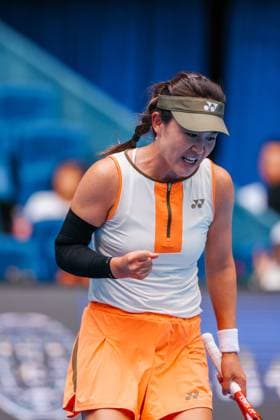 BEIJING, CHINA - SEPTEMBER 25: Zhu Lin of China reacts in the Women s Singles Round of 128 match against Moyuka Uchijima of Japan on day 4 of the 2025 China Open at National Tennis Center on September 25, 2025 in Beijing, China.  Copyright: xVCGx 111593128899