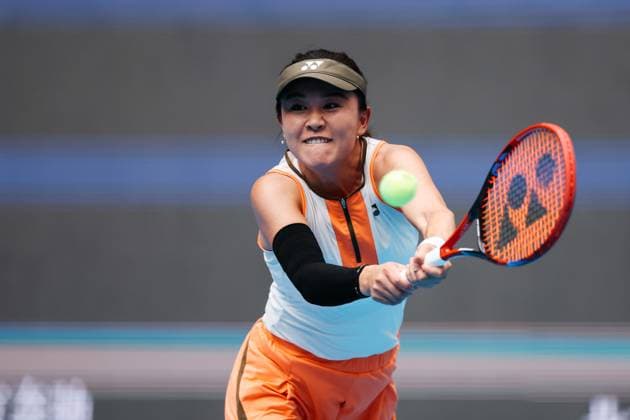 BEIJING, CHINA - SEPTEMBER 25: Zhu Lin of China competes in the Women s Singles Round of 128 match against Moyuka Uchijima of Japan on day 4 of the 2025 China Open at National Tennis Center on September 25, 2025 in Beijing, China.  Copyright: xVCGx 111593128494