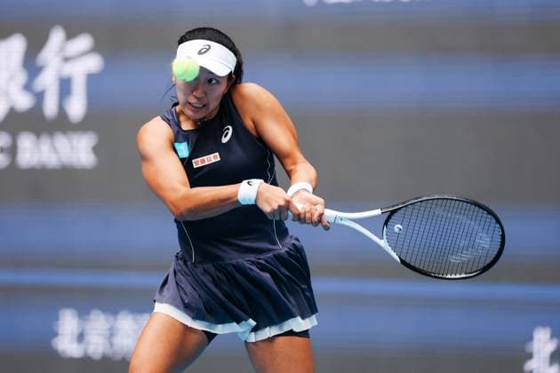 BEIJING, CHINA - SEPTEMBER 25: Moyuka Uchijima of Japan competes in the Women s Singles Round of 128 match against Zhu Lin of China on day 4 of the 2025 China Open at National Tennis Center on September 25, 2025 in Beijing, China.  Copyright: xVCGx 111593128268