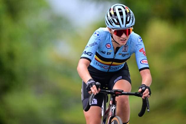 Colombian Juliana Londono David pictured in action during the U23 women road race (119,3 km) at the cycling road World Championships in Kigali, Rwanda, Thursday 25 September 2025. The 2025 UCI Road World Championships take place from 21 to 28 September in Kigali, Rwanda. DIRKxWAEM  x135248212x