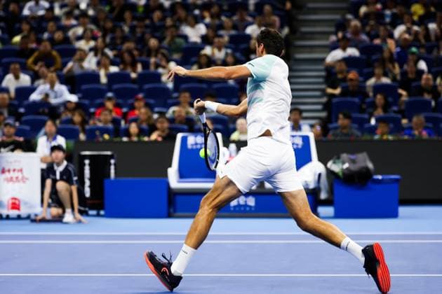BEIJING, CHINA - SEPTEMBER 25: Marin Cilic of Croatia competes in the Men s Singles Round of 32 match against Jannik Sinner of Italy on day 4 of the 2025 China Open at National Tennis Center on September 25, 2025 in Beijing, China.  Copyright: xVCGx 111593166555