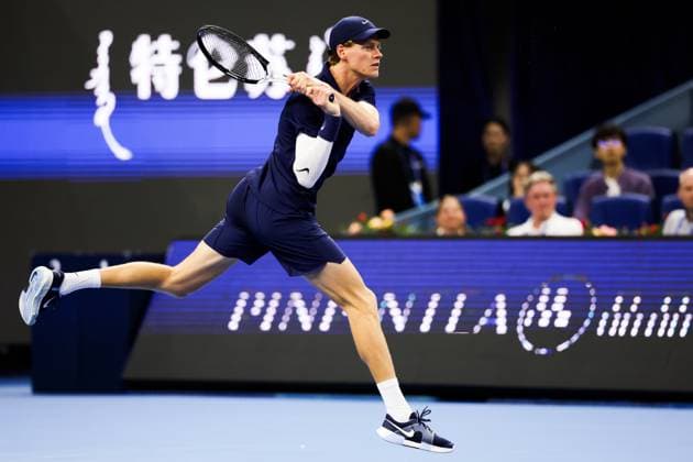 BEIJING, CHINA - SEPTEMBER 25: Jannik Sinner of Italy competes in the Men s Singles Round of 32 match against Marin Cilic of Croatia on day 4 of the 2025 China Open at National Tennis Center on September 25, 2025 in Beijing, China.  Copyright: xVCGx 111593166396