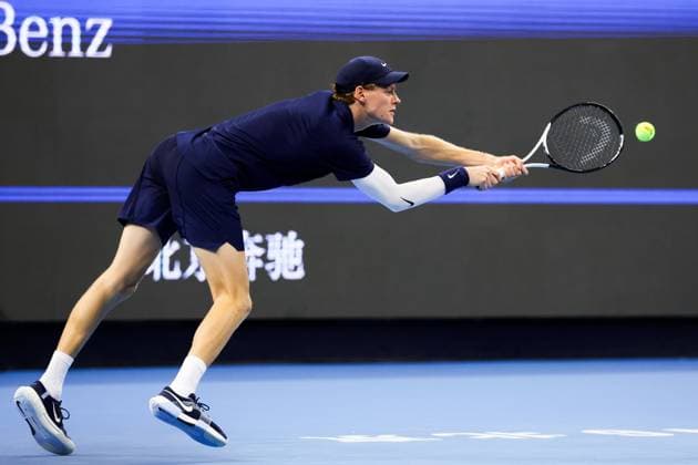 BEIJING, CHINA - SEPTEMBER 25: Jannik Sinner of Italy competes in the Men s Singles Round of 32 match against Marin Cilic of Croatia on day 4 of the 2025 China Open at National Tennis Center on September 25, 2025 in Beijing, China.  Copyright: xVCGx 111593166178